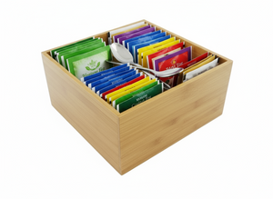 Cookinglife Bestekbak Theelepels - Opbergbox - Multi Organizer - Bamboe 15 x 15 x 7 cm