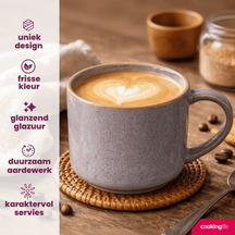 Cookinglife Koffiemokken Serene Blue 330 ml - Aardewerk - 4 stuks