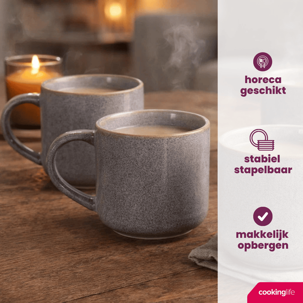 Cookinglife Koffiemokken Serene Blue 330 ml - Aardewerk - 4 stuks