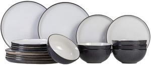 Cosy & Trendy Serviesset Ciel - Wit 18-delig / 6 personen - 6 dinerborden, 6 ontbijtborden en 6 kommen