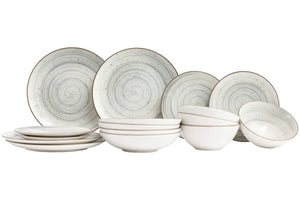 Cosy & Trendy Serviesset Sintra Dusty Blue - 16-delig / 4 personen - 4 dinerborden, 4 ontbijtborden, 4 diepe borden en 4 kommen