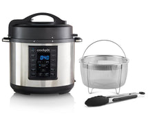 Crockpot Express Mijoteuse + Autocuiseur - pot intérieur amovible - 5,6 litres - CR089 avec panier vapeur et pinces)