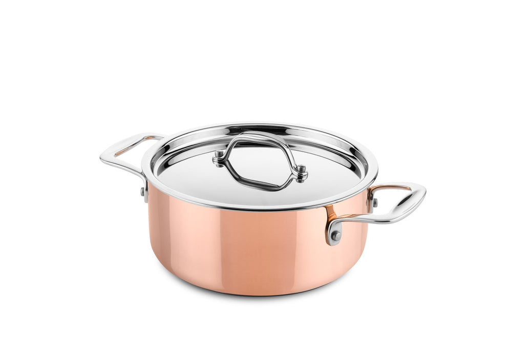 DUCQ Set de poêles (Poêle ø 20 / 20 / 24 cm + Casserole ø 16 cm + Poêle ø 28 cm + Poêle ø 26 cm) + Couvercles - Cuivre - Set 6 pièces