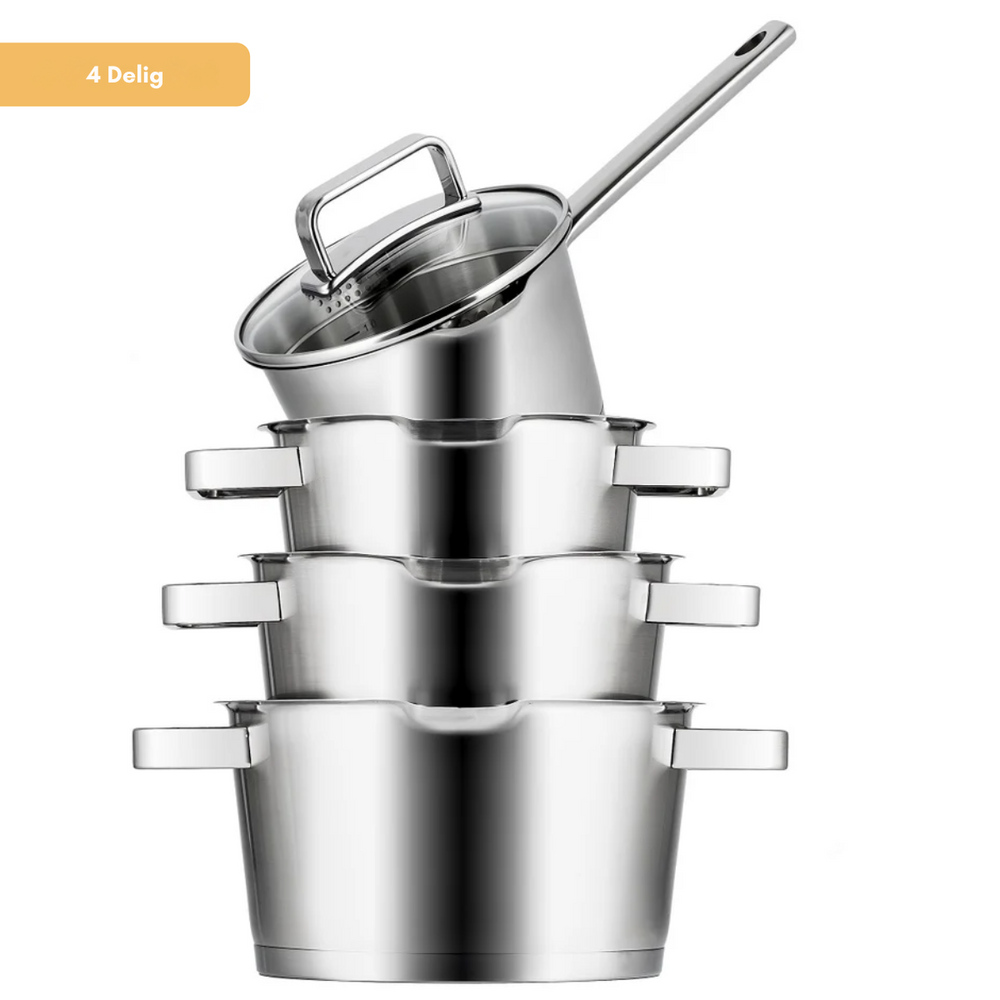 Sola Pannenset Diamond - RVS - Kookpan ø 16, 18, 20 cm & Steelpan ø 16 cm -  Inductie geschikt - 4 Delig