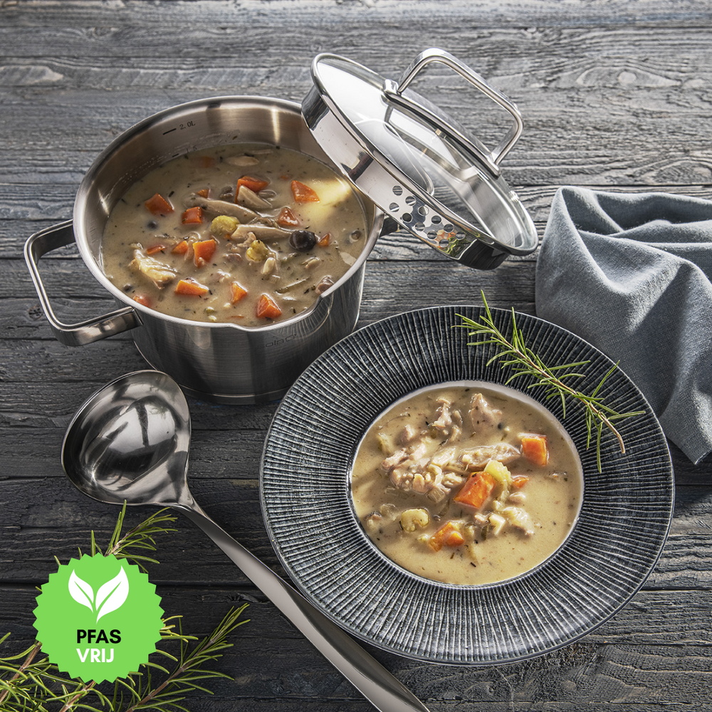 Sola Pannenset Diamond - RVS - Kookpan ø 16, 18, 20, 24 cm & Steelpan ø 16 cm - Inductie geschikt - 5 Delig