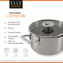 ELLE Gourmet Classique Kookpan met Deksel - Ø 18 cm  - RVS