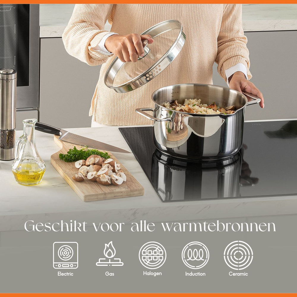 ELLE Gourmet Classique Kookpan met Deksel - Ø 20 cm  - RVS