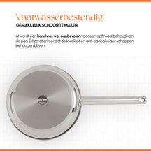 ELLE Gourmet Moderne Koekenpan - Ø 24 cm  - Zonder anti-aanbaklaag - RVS