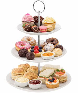 Cookinglife Etagère Porselein 3-laags ø 16.5, 20 & 25 cm - Serveertoren voor Hapjes