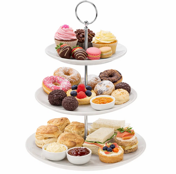 Etagère Porselein 3-laags ø 16.5, 20 & 25 cm - Serveertoren voor Hapjes - Cookinglife