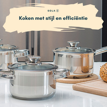 Sola Pannenset Furore - RVS - Kookpan ø 16, 18, 20 cm & Steelpan ø 16 cm - Inductie geschikt - 4 Delig