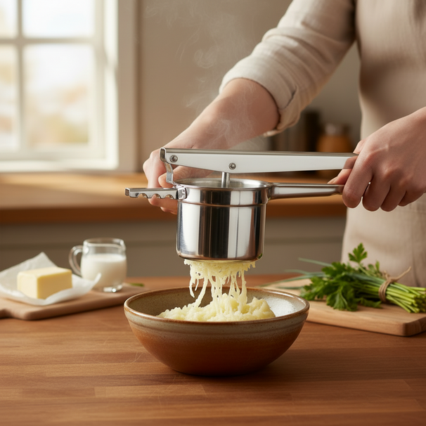 Ghidini Pureeknijper / Aardappelpers - RVS - met 2 Verwisselbare Schijven