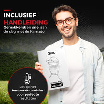 GrillX Kamado BBQ - 13 Inch - Inclusief Opberghoes - Barbecue Egg - Houtskool Barbecue - Zwart - Ø 27 cm