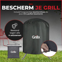 GrillX Kamado BBQ - 13 Inch - Inclusief Opberghoes - Barbecue Egg - Houtskool Barbecue - Zwart - Ø 27 cm