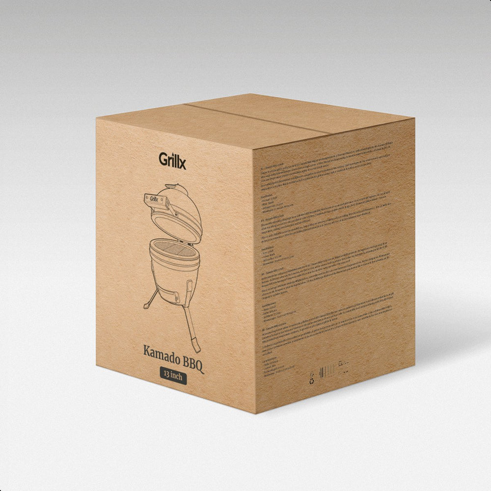 GrillX Kamado BBQ - 13 Inch - Inclusief Opberghoes - Barbecue Egg - Houtskool Barbecue - Zwart - Ø 27 cm