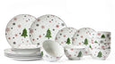 Studio Tavola Kerstservies - Porselein - Rood - 18-delig / 6 personen