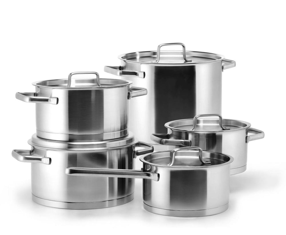 Batterie de cuisine Habonne (Poêle ø 16 / 18 / 20 cm, Casserole ø 16 cm, Marmite ø 24 cm) + Couvercle Robuste - Ensemble 5 pièces