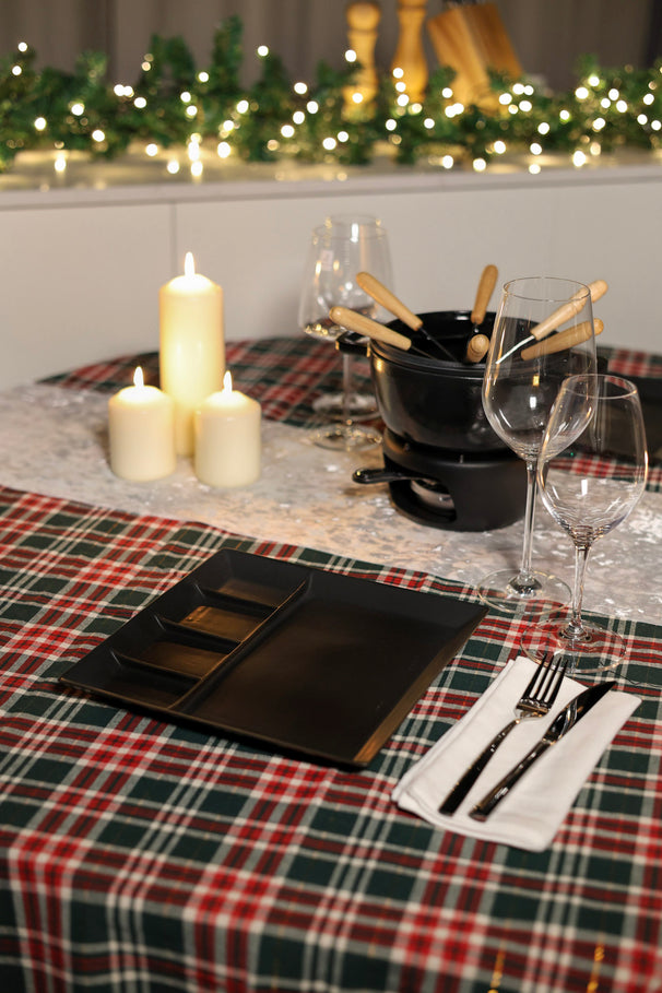 Cookinglife Fondueborden / Gourmetborden / Barbecueborden - 5 vakken - Zwart - 24 x 24 cm - 4 stuks