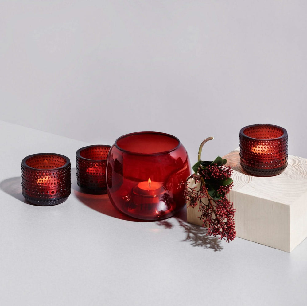 Iittala Photophore Kastehelmi Canneberge Rouge