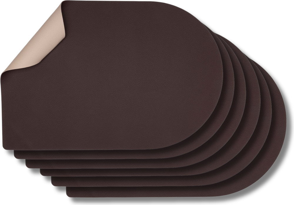 Jay Hill Placemats - Vegan leer - Bruin / Zand - Bread - dubbelzijdig - 44 x 30 cm - 6 Stuks