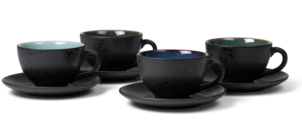 Bitz Tasse et Soucoupe Gastro Noir/multi Bleu 240 ml - 4 Pièces