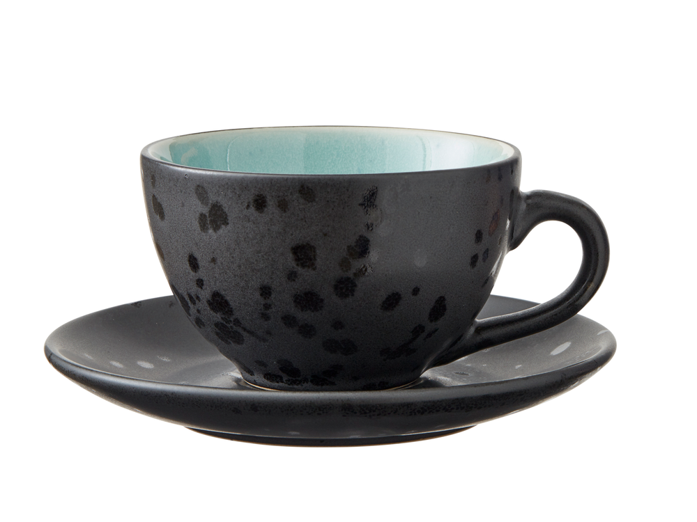 Bitz Tasse et Soucoupe Gastro Noir/multi Bleu 240 ml - 4 Pièces