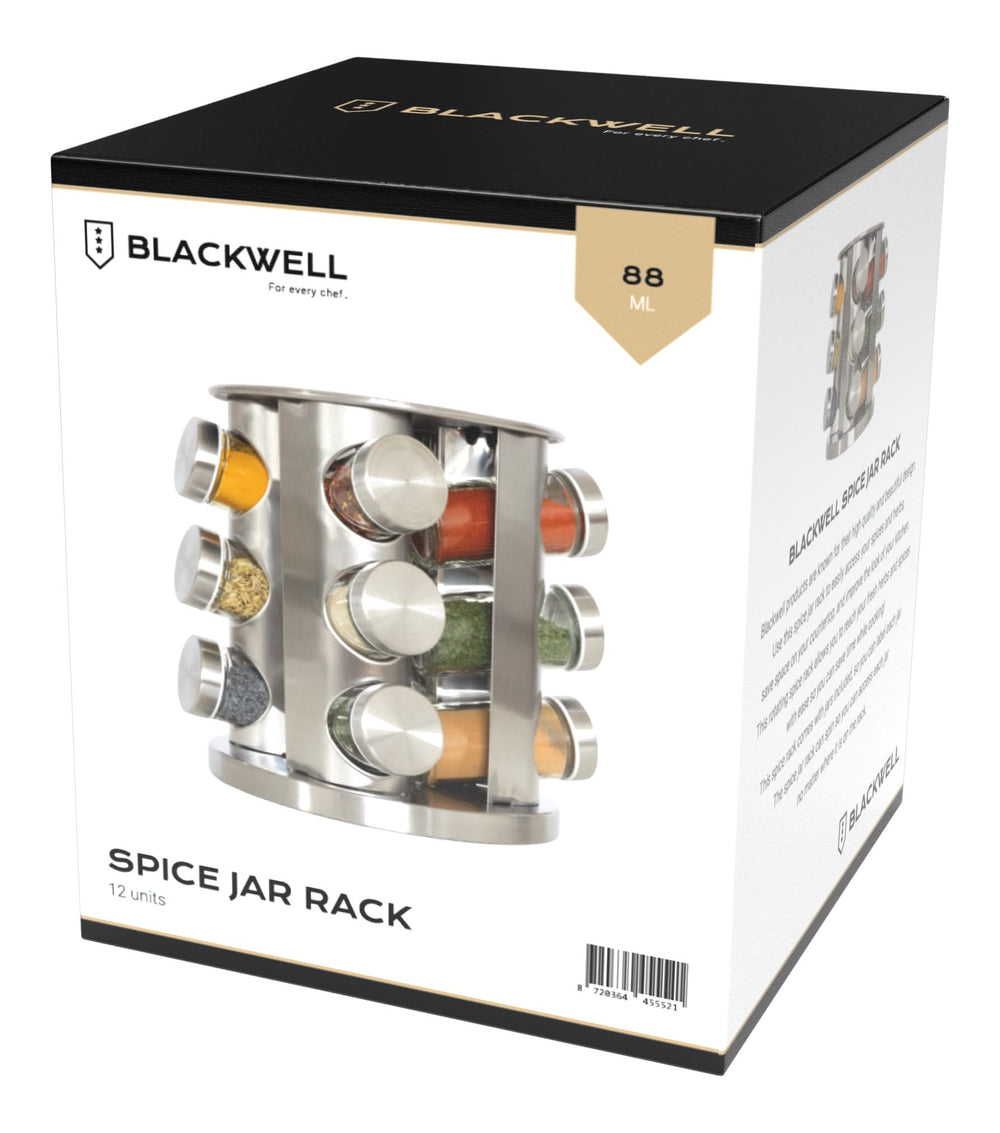 Support à épices / Carrousel à épices Blackwell - comprenant 12 pots à épices - Acier inoxydable