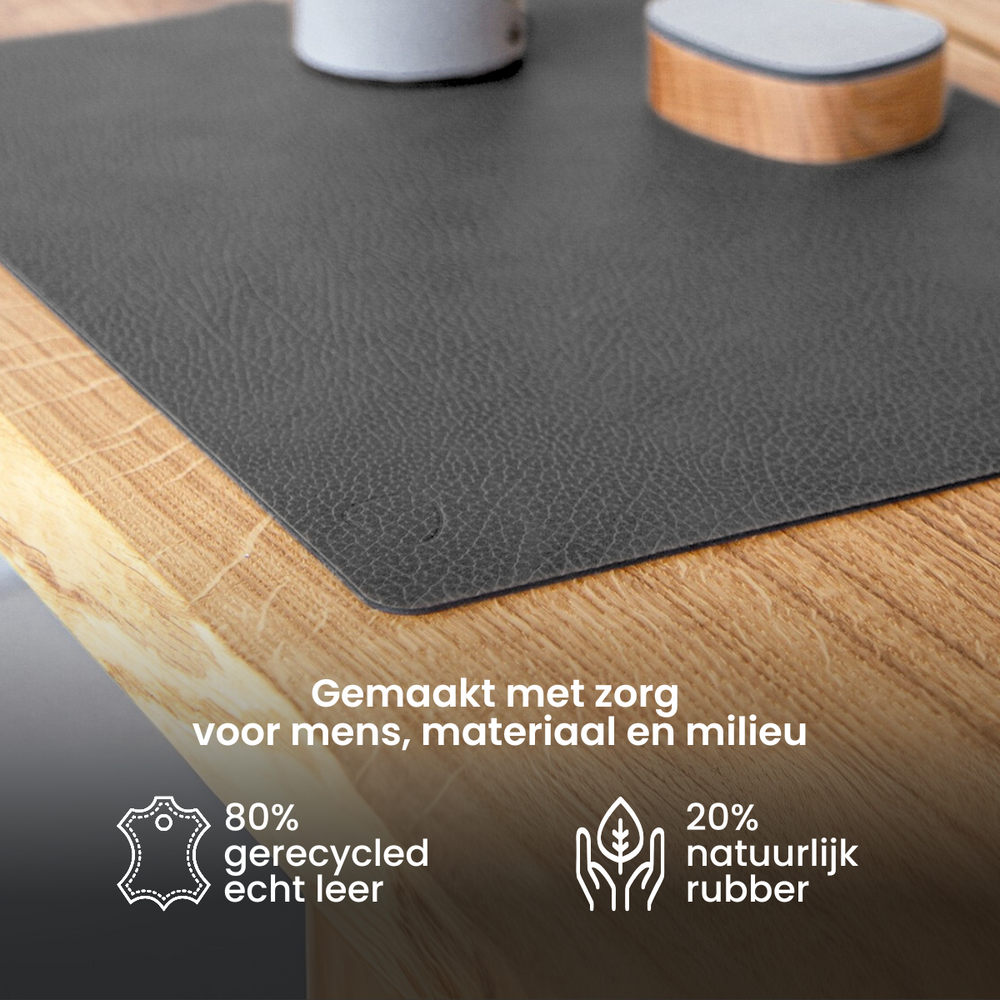 LIND DNA Placemats Hippo - Leer - Pastel Green - 45 x 35 cm - 2 Stuks