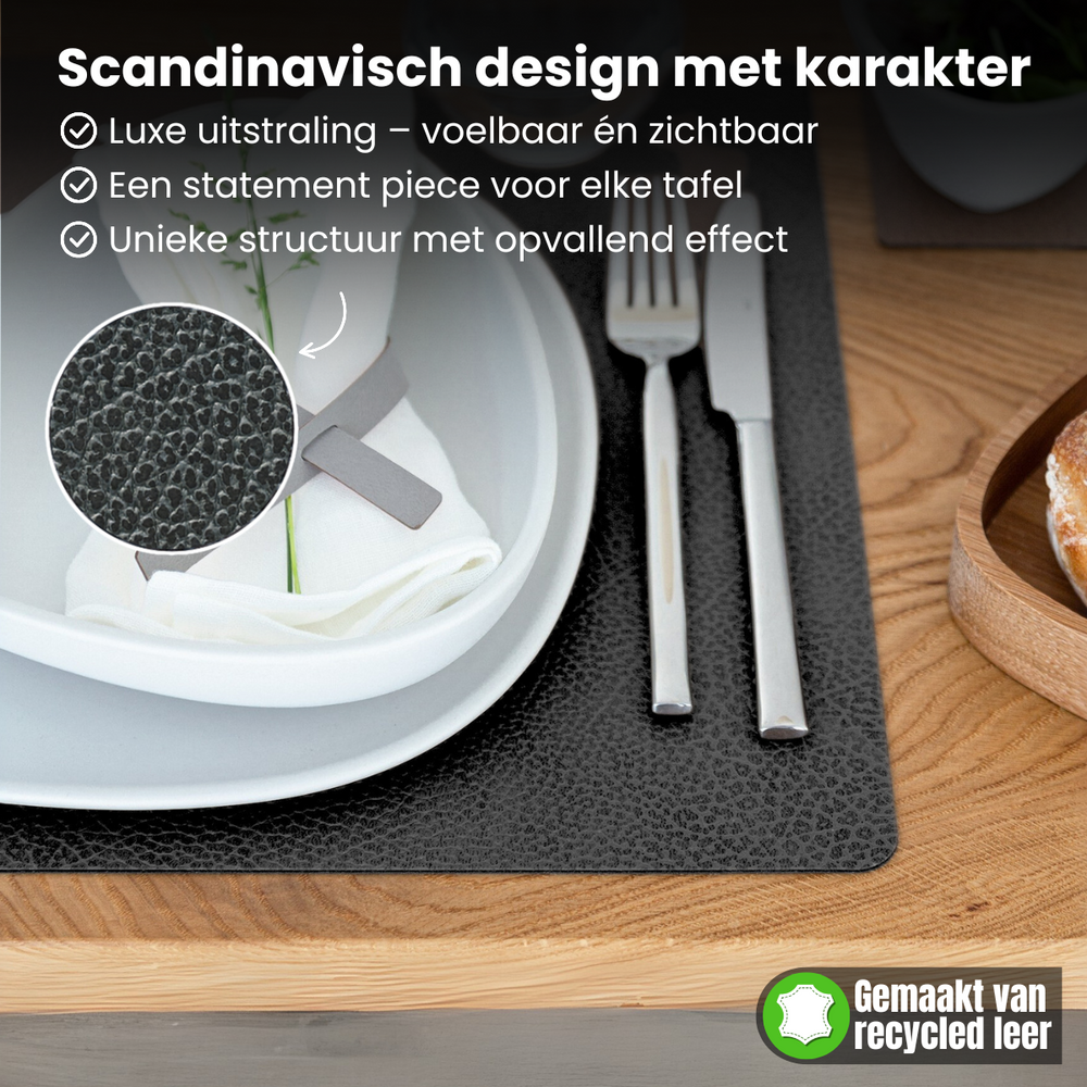 LIND DNA Placemats Hippo - Leer - Pastel Green - 45 x 35 cm - 2 Stuks