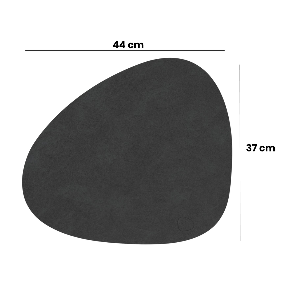 LIND DNA Placemats Nupo - Leer - Light Grey - Curved - 44 x 37 cm - 2 Stuks