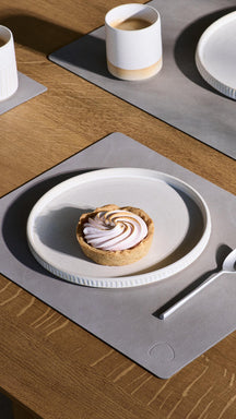 LIND DNA Placemats Nupo - Leer - Lichtgrijs 45 x 35 cm - 2 Stuks