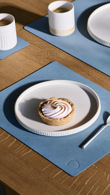 LIND DNA Placemats Nupo - Leer - Lichtblauw 45 x 35 cm - 2 Stuks