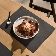 LIND DNA Placemats Nupo - Leer - Anthracite - 45 x 35 cm - 2 Stuks