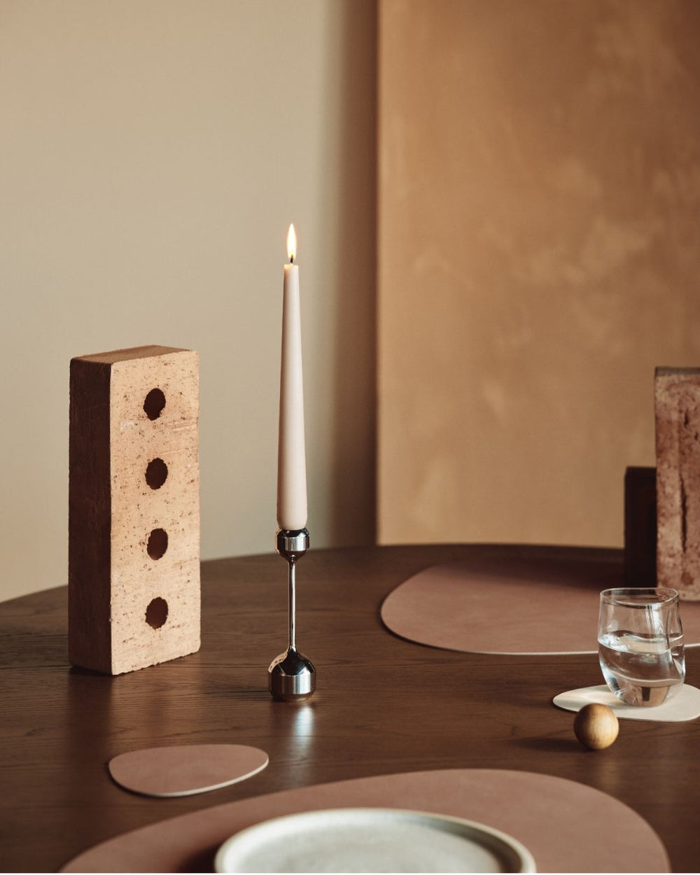 LIND DNA Placemats Nupo - Leer - Old Rose - Curved - 44 x 37 cm - 2 Stuks