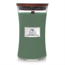 Bougie Parfumée WoodWick Grandes Feuilles de Menthe & Chêne - 18 cm / ø 10 cm