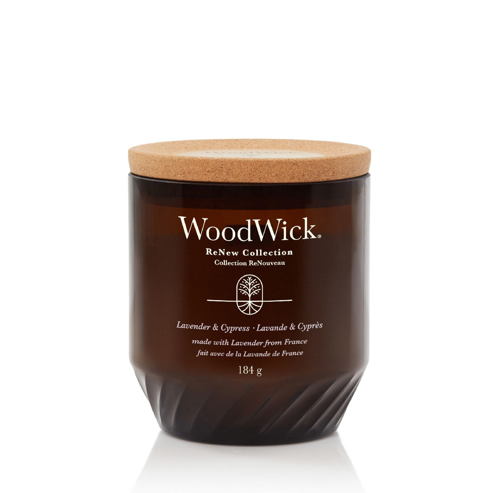 WoodWick Geurkaars Medium - ReNew - Lavender & Cypress - 9.5 cm / ø 8 cm