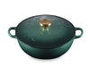 Le Creuset Poêle Marmite avec Bouton Doré - Houx de Noël - Vert Artichaut - ø 26 cm / 4,1 Litre