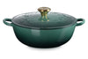 Le Creuset Poêle Marmite avec Bouton Doré - Houx de Noël - Vert Artichaut - ø 26 cm / 4,1 Litre