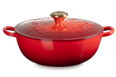 Le Creuset Poêle Marmite avec Bouton Doré - Houx Noël - Rouge Cerise - ø 26 cm / 4,1 Litre