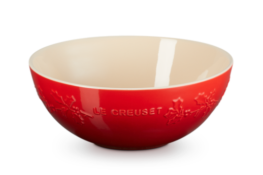 Le Creuset Serveerbowl - Holly Christmas - Kersenrood - ø 25 cm