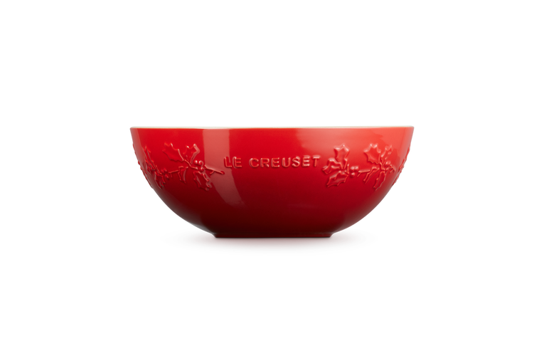 Le Creuset Serveerbowl - Holly Christmas - Kersenrood - ø 25 cm