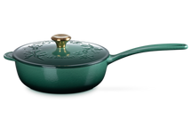 Le Creuset Sauspan Gietijzer - Goudkleurig Knop - Holly Christmas - Artichaut Groen -  ø 21 cm / 2 Liter