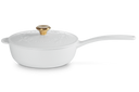 Le Creuset Casserole en Fonte - Bouton Doré - Houx Noël - Blanc - ø 21 cm / 2 Litre