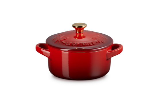 Le Creuset Mini Cocotte/Rôtissoire - Holly Christmas - Rouge Cerise - ø 10 cm