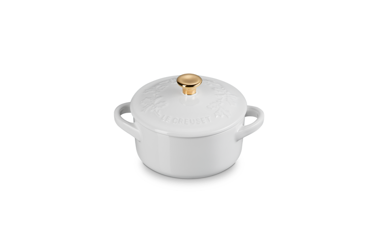 Le Creuset Mini Cocotte/Rôtissoire - Holly Christmas - Blanc - ø 10 cm