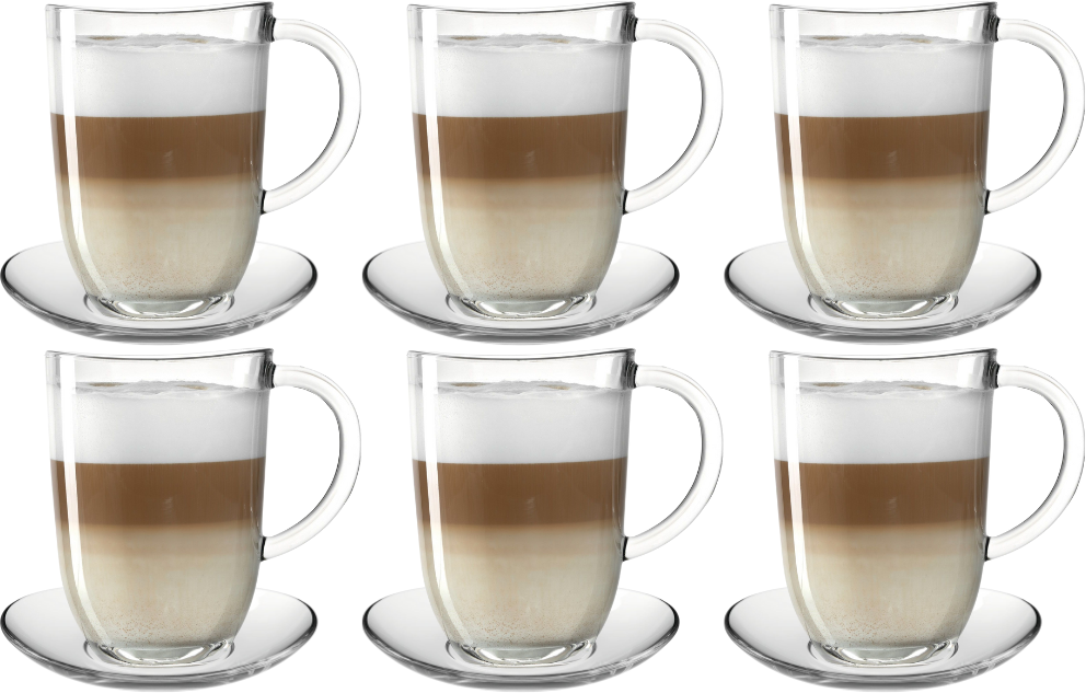 Leonardo Latte Macchiato Glazen + Schotels Napoli - 6 stuks