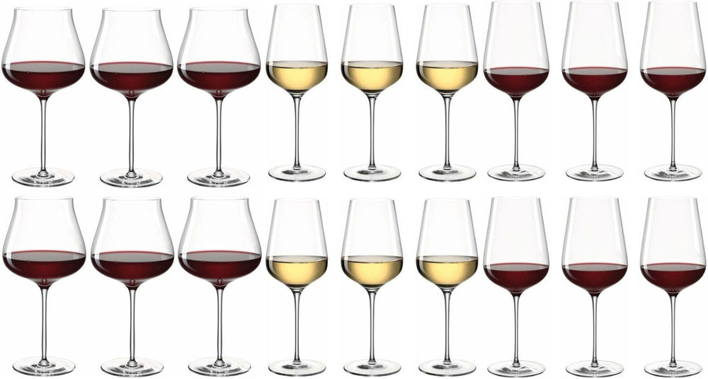 Ensemble de verres à vin Leonardo Brunelli (verres à vin blanc, verres à vin rouge et verres à Bourgogne) - Ensemble de 18 pièces