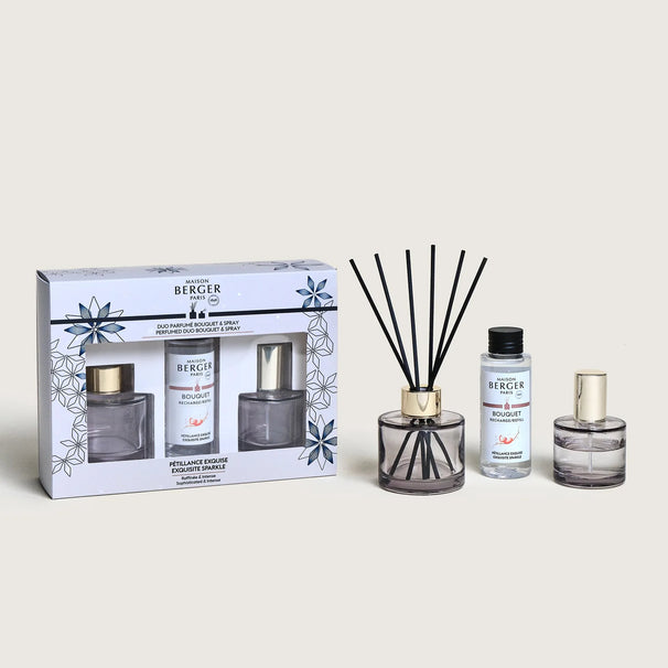 Maison Berger Giftset Duo Rosalie - Geurstokjes - Grijs - 80 ml & Roomspray 50 ml
