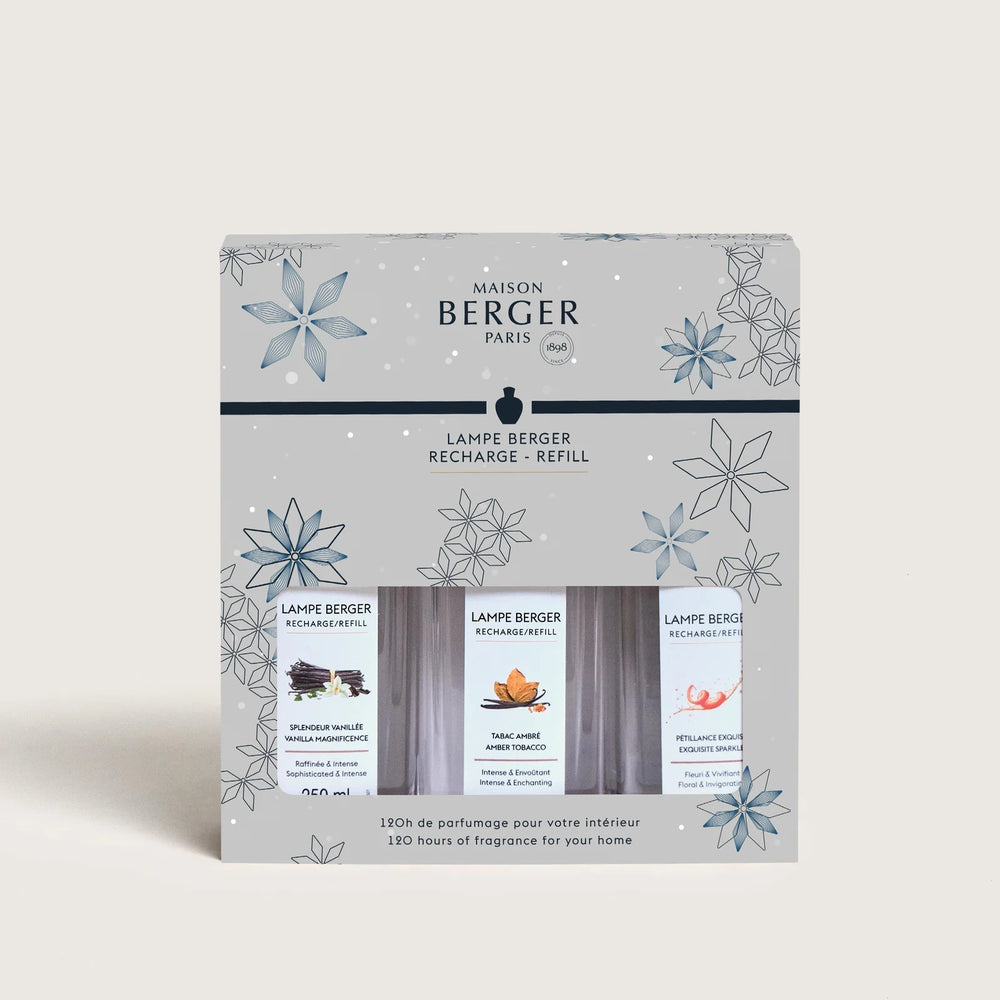 Maison Berger Navullingen set - voor geurbrander - Amber Tobacco / Vanilla Magnificence / Exquisite Sparkle - 3 x 250 ml