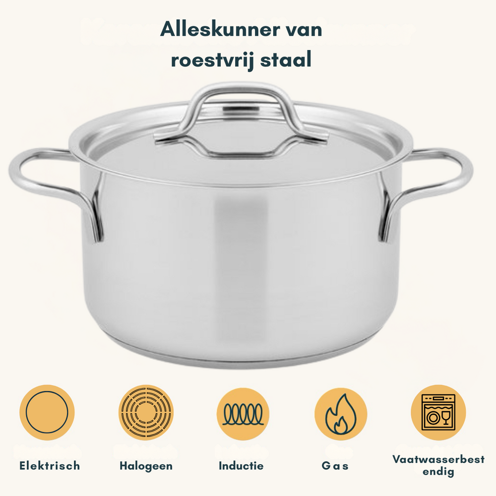 Sola Pannenset Mirage - RVS - Kookpan ø 16, 18, 20 cm & Steelpan ø 16 cm - Inductie geschikt - 4 Delig